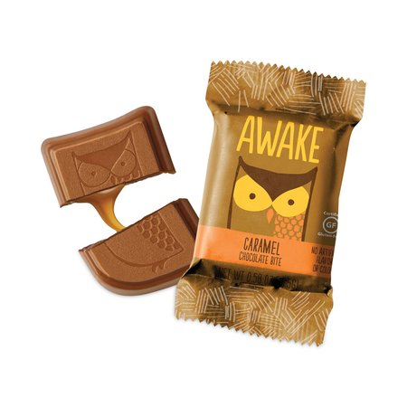 AWAKE Caffeinated Caramel Chocolate Bites, 058 oz Bars, PK50, 50PK 00453U